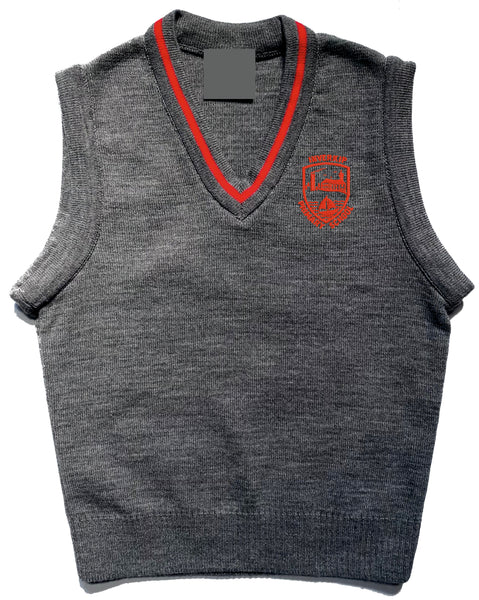 Inverkip Primary Grey/Red Tipped Knitted Tank Top