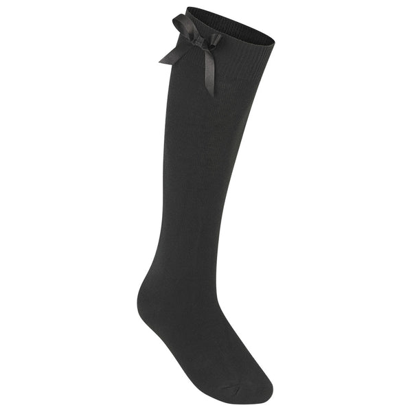 Black Knee High Socks With Bow