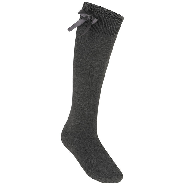 Grey Knee High Socks With Bow