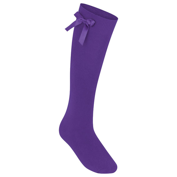 Purple Knee High Socks With Bow