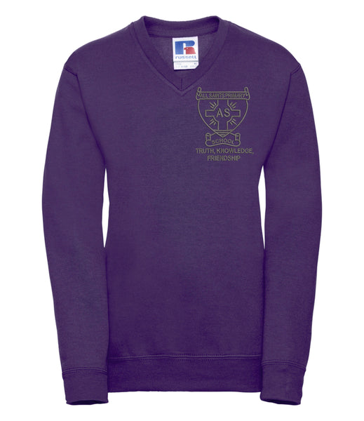 All Saints Purple Vneck Sweatshirt