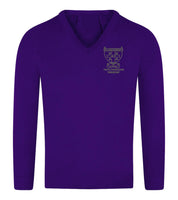 All Saints Primary Purple Knitted V-Neck Jumper