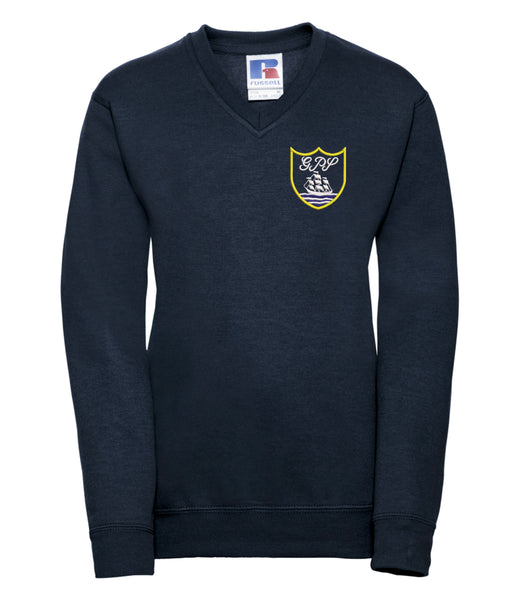 Gourock Navy V-Neck Sweatshirt