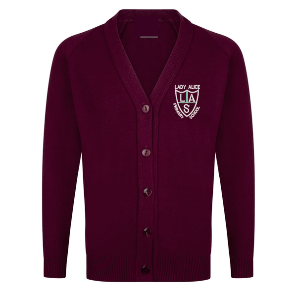 Lady Alice Primary Maroon Knitted Cardigan