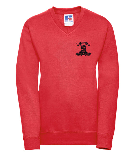 Moorfoot Red V-Neck Sweater