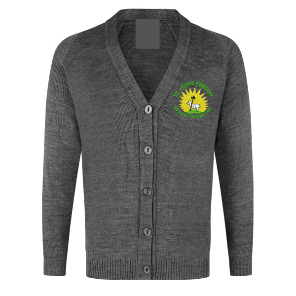 St Johns Primary Grey Knitted Cardigan